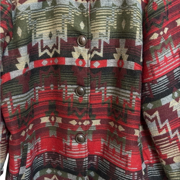Coldwater Creek Aztec Western Jacket Women's 18W Red Wool Blend Button Front - Picture 4 of 10